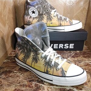 NEW Converse women's All star Chuck taylor palm tree yellow shoe size 10.5